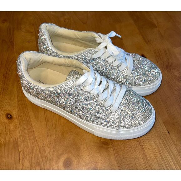 Betsey Johnson Shoes - Betsey Johnson Sidny Silver Glitter Sneakers Women's Size 8